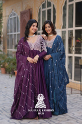 π Elegant Beaded Gown Set with Full Sleeves & Cotton Lining - Combo Offer Gown